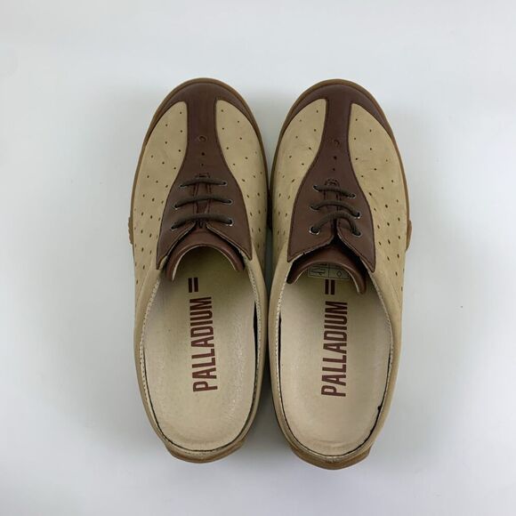 Palladium Slip On Mule Nubuck Leather Tan Brown Perforated Round Womens 41 US 10 - Picture 6 of 12